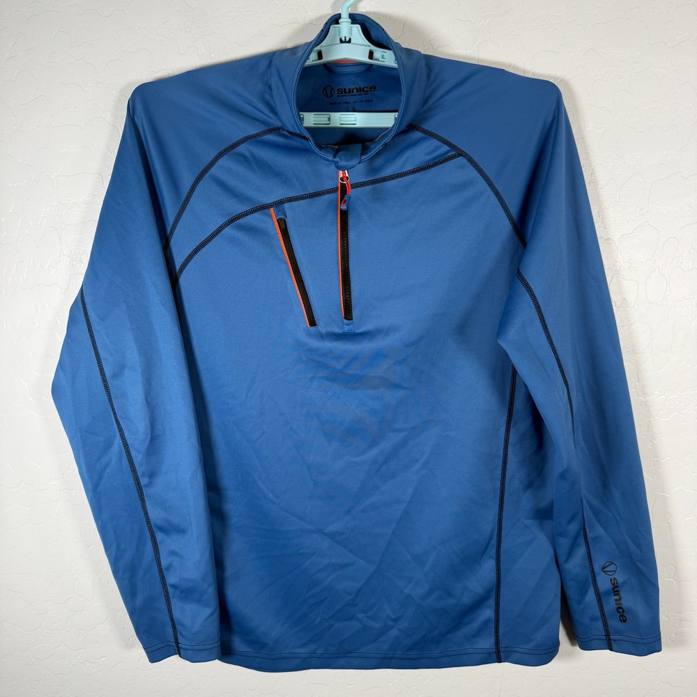 Sunice Pullover Mens Large Blue 1/4 Zip Golf Activewear Performance Stretch Top